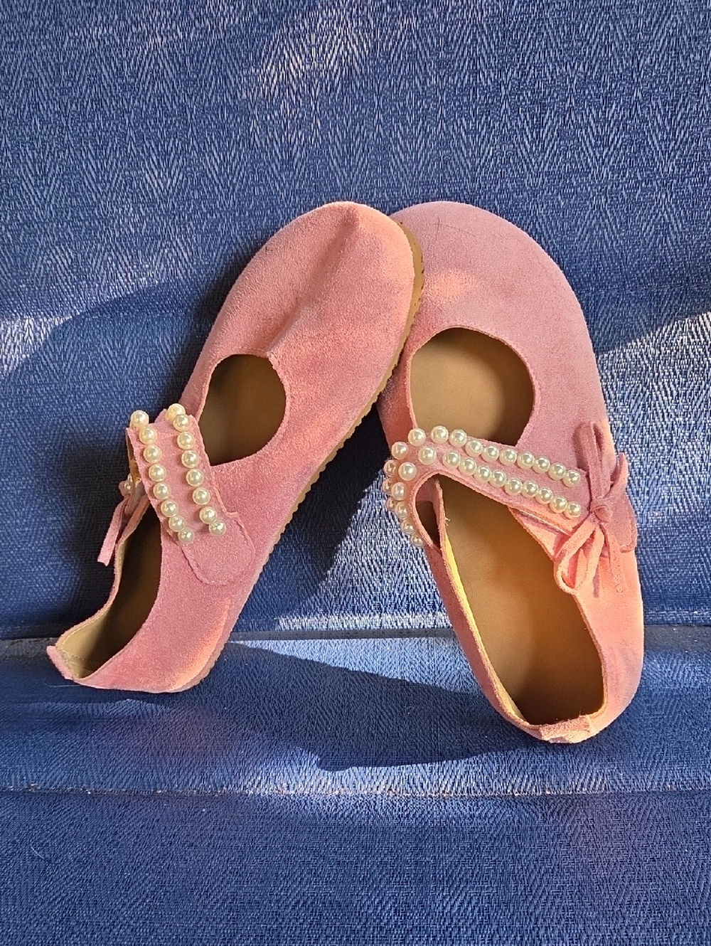 Pink Pearl-Embellished Girls' Mary Jane Flats